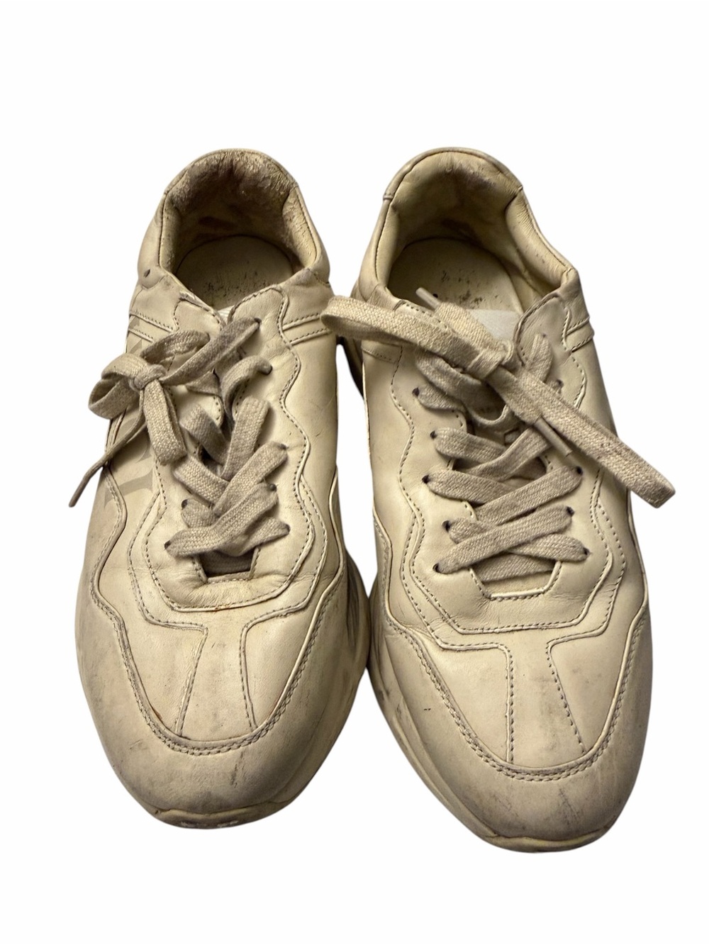 Gucci Beige Leather Athletic Sneakers, pre-owned,SZ 7